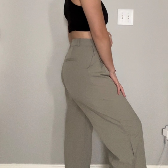 Green Loose Straight Leg Slacks - Picture 2 of 2